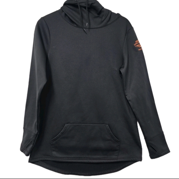 Harley Davidson Fleece Pullover Cowl Neck Hooded Abernathy's Gray Size Medium - Picture 4 of 6